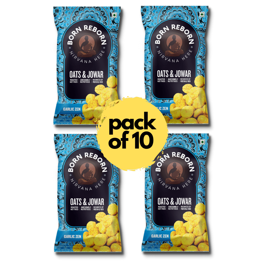 BAKED MILLET SNACKS | Oats & Jowar Puffs - Garlic Zen (30g) - (Pack of 10)