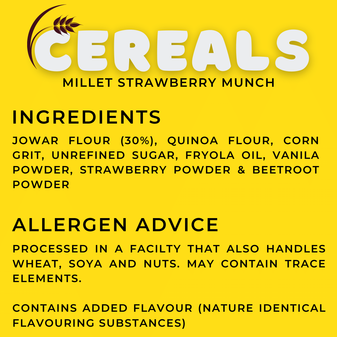 Born Reborn Strawberry Millet Munch Breakfast Cereal for Kids - Milky Way Crunch - No Maida, No Wheat and No Refined Sugar - 300g