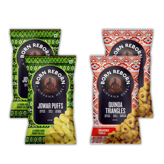 Millet Snacks - 2pc Jowar Puffs & 2pc Quinoa Triangles 63g