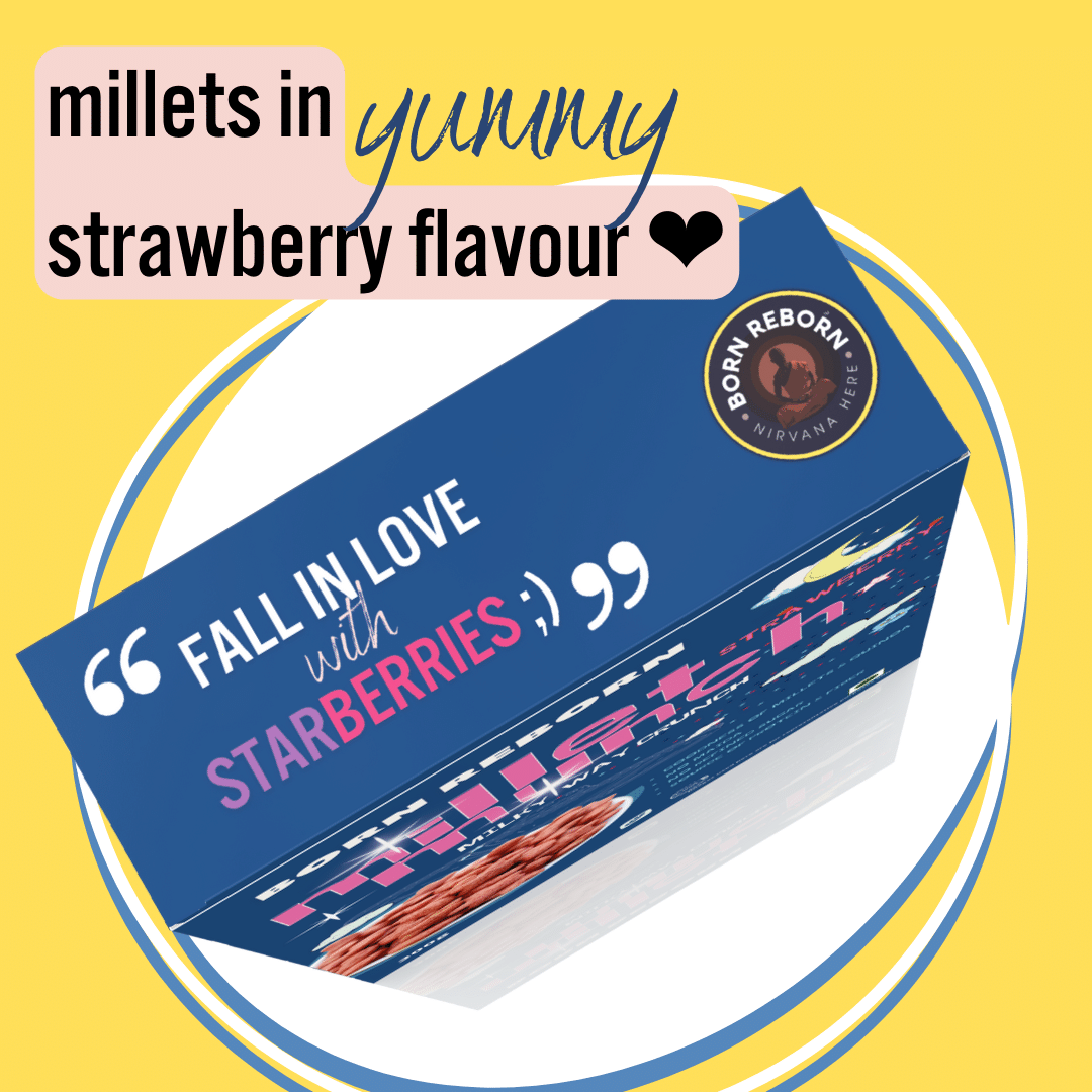 Born Reborn Strawberry Millet Munch Breakfast Cereal for Kids - Milky Way Crunch - No Maida, No Wheat and No Refined Sugar - 300g