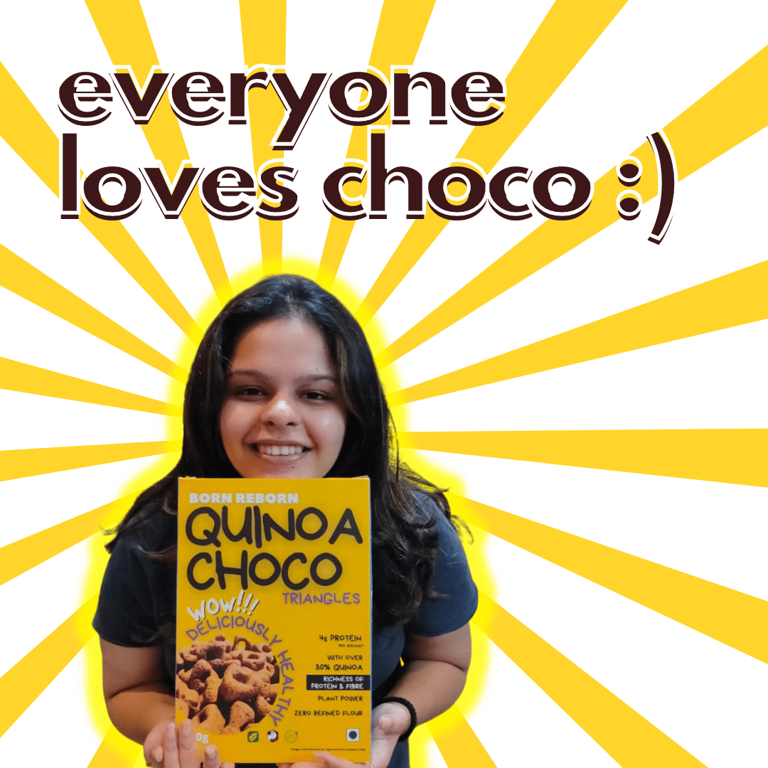 Born Reborn Quinoa Choco Triangles High in Protein and Fiber - Crunchy Chocolate Flavour - 300g